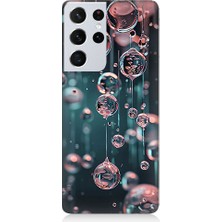 Teknomeg Samsung Galaxy S21 Ultra Uyumlu Cam Baloncuklar  Desenli Silikon Kılıf