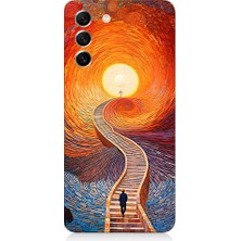 Teknomeg Samsung Galaxy S21 Fe Uyumlu Işıklı Yol  Desenli Silikon Kılıf