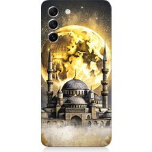 Teknomeg Samsung Galaxy S21 Fe Uyumlu Ay ve Cami  Desenli Silikon Kılıf