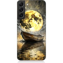 Teknomeg Samsung Galaxy S22 Plus Uyumlu Ay ve Tekne  Desenli Silikon Kılıf