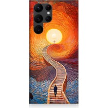 Teknomeg Samsung Galaxy S22 Ultra Uyumlu Işıklı Yol  Desenli Silikon Kılıf