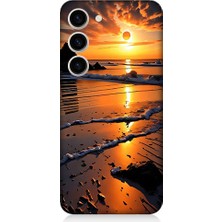 Teknomeg Samsung Galaxy S23 Uyumlu Günbatımı Sahili  Desenli Silikon Kılıf