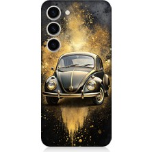 Teknomeg Samsung Galaxy S23 Uyumlu Altın Vosvos  Desenli Silikon Kılıf