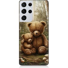 Teknomeg Samsung Galaxy S21 Ultra Uyumlu Teddy Ayılar  Desenli Silikon Kılıf