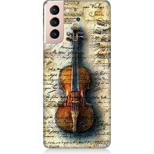 Teknomeg Samsung Galaxy S21 Uyumlu Eski Keman  Desenli Silikon Kılıf