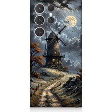 Teknomeg Samsung Galaxy S23 Ultra Uyumlu Yel Değirmeni  Desenli Silikon Kılıf