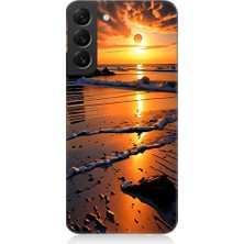 Teknomeg Samsung Galaxy S22 Plus Uyumlu Günbatımı Sahili  Desenli Silikon Kılıf
