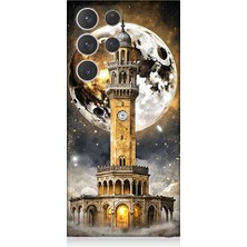 Teknomeg Samsung Galaxy S23 Ultra Uyumlu Saat Kulesi  Desenli Silikon Kılıf