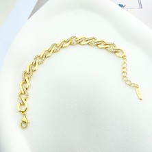 Kyver Kuyumcu Bileklik Zirkon Taşlı Zincir Bileklik Kararmaz Xuping Vip Seri 14Ayar Gold 17+3cm