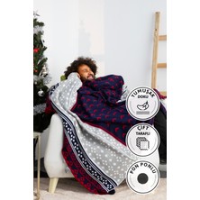 Favora Biocotton Triko Ponponlu Örgü Tv Battaniyesi - Lacivert