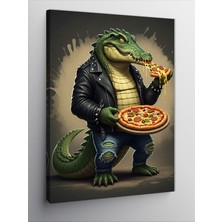 Tablomega Kanvas Tablo Pizza Tutan Deri Ceketli Timsah