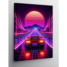 Tablomega Kanvas Tablo Neon Araba Yarışı