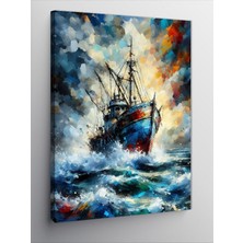 Tablomega Kanvas Tablo Fırtınada Yelkenli Gemi