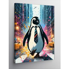 Tablomega Kanvas Tablo Kravatlı Penguen