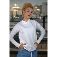Yagmur Beren Belden Büzgü Detayli Kapşonlu Sweatshirt