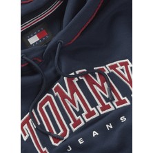 Tommy Jeans Kapüşon Yaka Lacivert Erkek Sweatshırt DM0DM19760C1G Rlx Varsıty Pıppıng