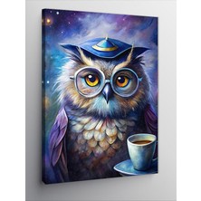 Tablomega Kanvas Tablo Kahve Içen Bilge Baykuş