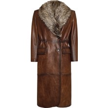 Derimod Juliet Kadın Kahverengi Kürklü Deri Pardesü 24WGE5215NC