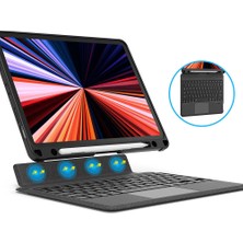 Five-E Apple iPad Pro 11 Inc 5. Nesil M4 (2024) Rgb LED Işıklı Manyetik Bluetooth ve Touchpad Özellikli Kalemlikli Klavyeli Kılıf A2836 A2837