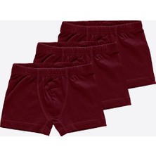 Malabadi Erkek Çocuk Bordo 3 Lü Paket Pamuk Elastan Boxer 209 3M209