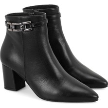 Aero Comfort Siyah Kadın Topuklu Deri Bot