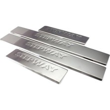 Woodhub Dacia Sandero Stepway 2013 ve Üzeri Modeller Krom Kapı Eşiği 4 Parça Paslanmaz Çelik