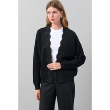 ROMAN İşleme Detaylı Triko Hırka Siyah K2571021_001