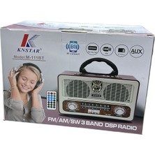 Knstar M-111BT Işıklı Kumandalı Nostaljik Radyolu Bluetooth Hoparlör