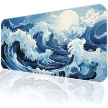 İlyuka 70X30 Ocean Storm Ilyuka MP147030 Büyük Boy Xl Gaming Mousepad Dikişli Kenar Kaymaz Taban 70X30CM