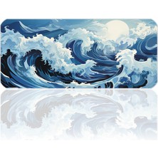 İlyuka 70X30 Ocean Storm Ilyuka MP147030 Büyük Boy Xl Gaming Mousepad Dikişli Kenar Kaymaz Taban 70X30CM