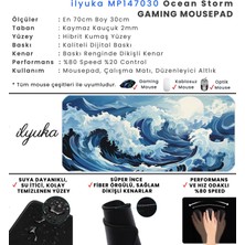 İlyuka 70X30 Ocean Storm Ilyuka MP147030 Büyük Boy Xl Gaming Mousepad Dikişli Kenar Kaymaz Taban 70X30CM