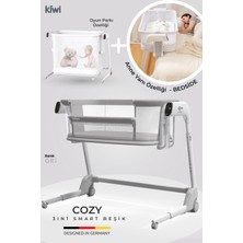 Kiwi Cozy Premium 3in1 Ağlamaya Duyarlı Anne Yanı Beşik, Park Yatak White Noise ile Kesintisiz Uyku