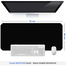 İlyuka 70X30 Logosuz Siyah-Black Ilyuka MP337030 Büyük Boy Xl Gaming Mousepad Dikişli Kenar Kaymaz Taban 70X30CM