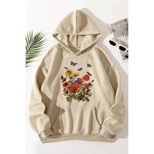 Uygun Tarz Renkli Çicek Baskılı Oversize Sweatshirt