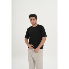 Unisex Düz Siyah Tişört