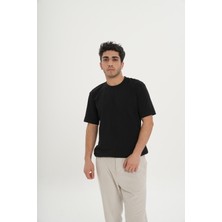 Unisex Düz Siyah Tişört