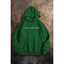 Uygun Tarz More Love Baskılı Oversize Sweatshirt