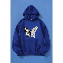 Papatya Kelebek Baskılı Oversize Sweatshirt