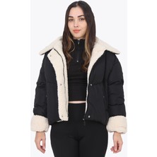 Y-0152 Kolu ve Yakası Peluş Şişme Mont