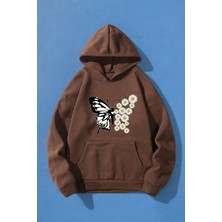 Papatya Kelebek Baskılı Oversize Sweatshirt