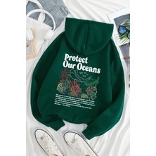 Uygun Tarz Oceans Baskılı Oversize Sweatshirt