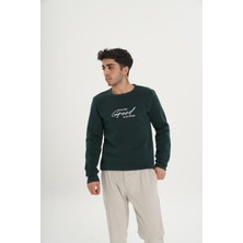 Unisex Pamuklu Içi Polarlı Bisiklet Yaka Sweatshirt