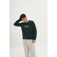Unisex Pamuklu Içi Polarlı Bisiklet Yaka Sweatshirt