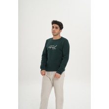 Unisex Pamuklu Içi Polarlı Bisiklet Yaka Sweatshirt
