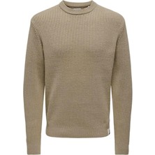 Only & Sons Onsfergal Lıfe Reg 7 Rıb Crew Knıt Haki 22030208