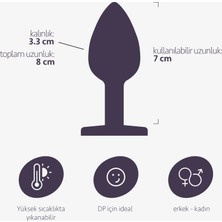 Ewe Kırmızı Taşlı Orta Boy Metal Anal Plug 8 cm Anal Alıştırıcı Orta Seviye Çelik Anal Seks Ürünü