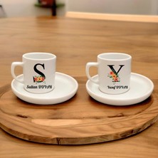 D&Y Gaudery Kahve Fincanı Seti- Harf ve Isimli- 2'li Türk Kahvesi Fincan Seti