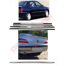 Woodhub Peugeot 406 Uyumlu Set Krom Cam Çıtası 4 Prç. 1999 Üzeri ve Bagal Alt Çıtası Paslanma Çelik