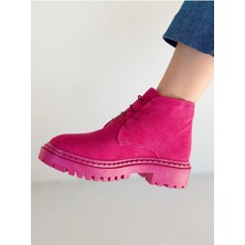 Cudo Pembe Süet Bağcıklı Bot