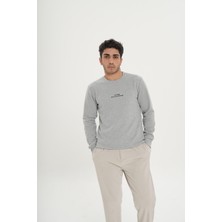 Unisex Pamuklu Bisiklet Yaka Gri Sweatshirt
